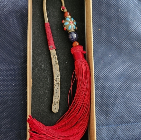 New 1 Pc Vintage Tassel Bookmark Ancient Chinese Hairpin Chinese Metal Bookmark - Picture 5 of 6